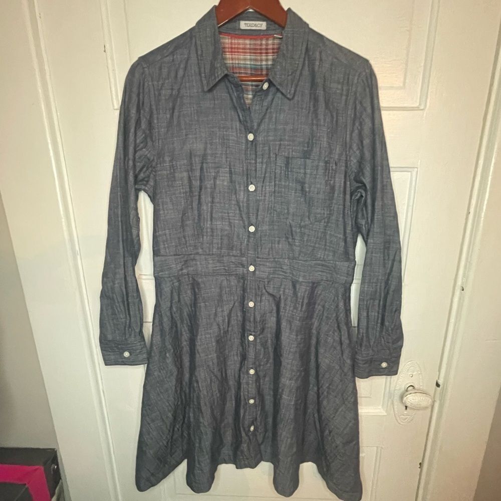 Toad&Co. Organic Cotton Chambray Shirt Dress Size Large